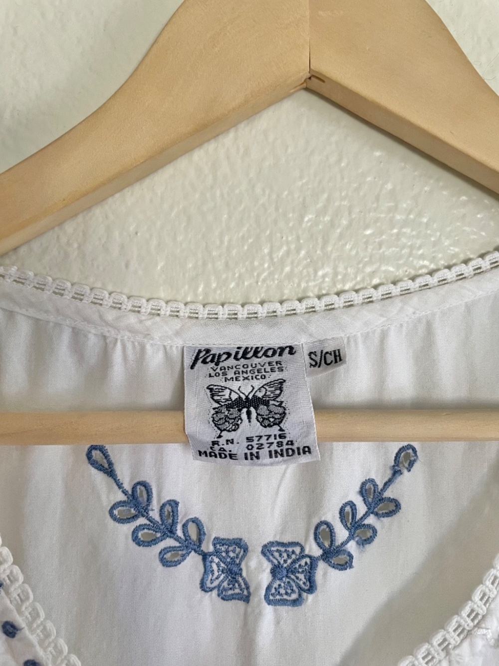 Vintage Papillon White Cotton Embroidered Prairie Maxi Dress S/M - Picture 5 of 11